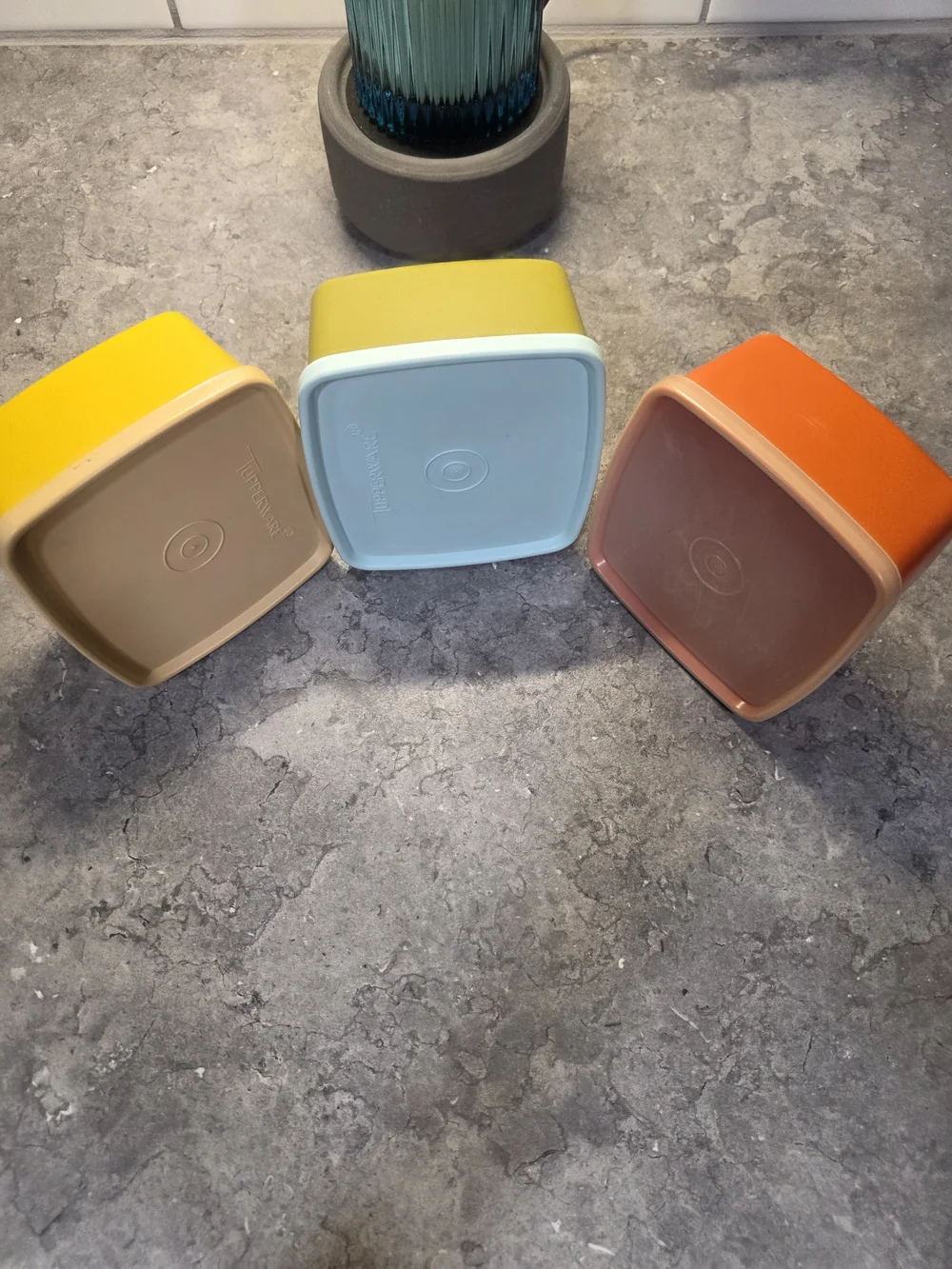 3 Vintage Square Tupperware Bowls